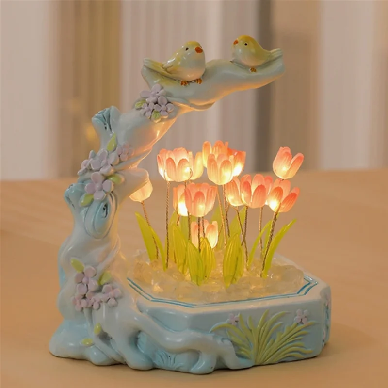 

【Hot Cake】Tulip Night Light Battery Operated Tulip Flower Table Lamp Cute Simulation Tulip LED Nightlight Handmade Bedside Light