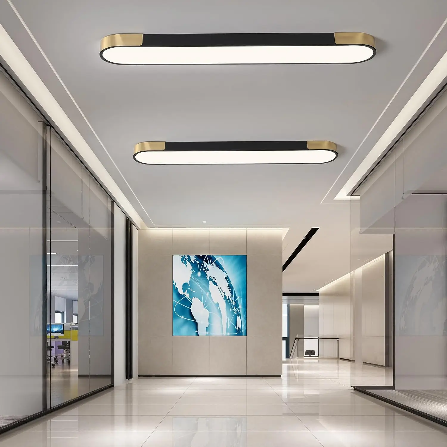 Dimmable Flush Mount LED Ceiling Lamp Linear Gold Kitchen Laundry Garage Shop Office