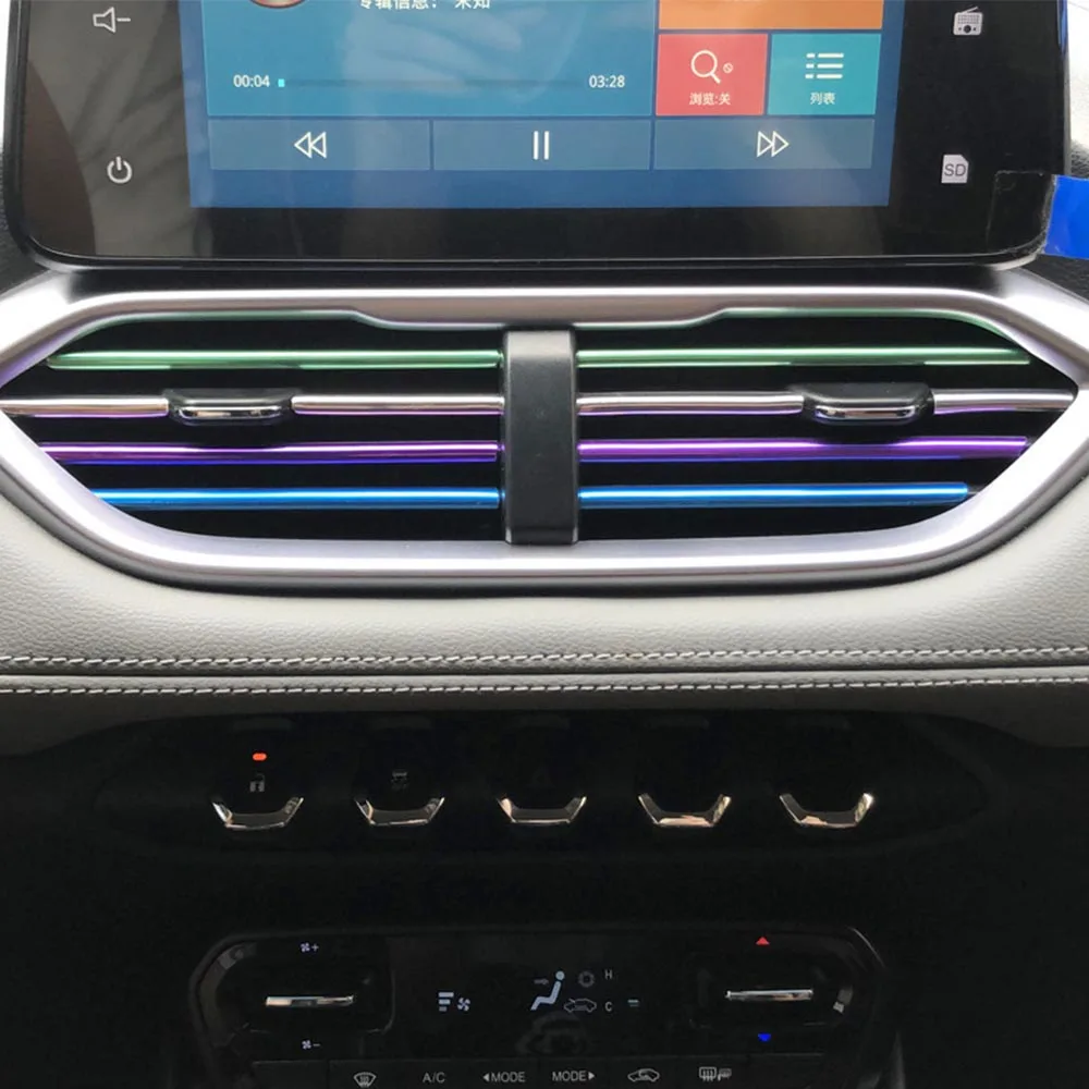 

10Pcs 20cm Car Air Conditioner Outlet Decorative U Shape Moulding Trim Decor Strips Colorful Shiny Trim Strip for Car Decoration