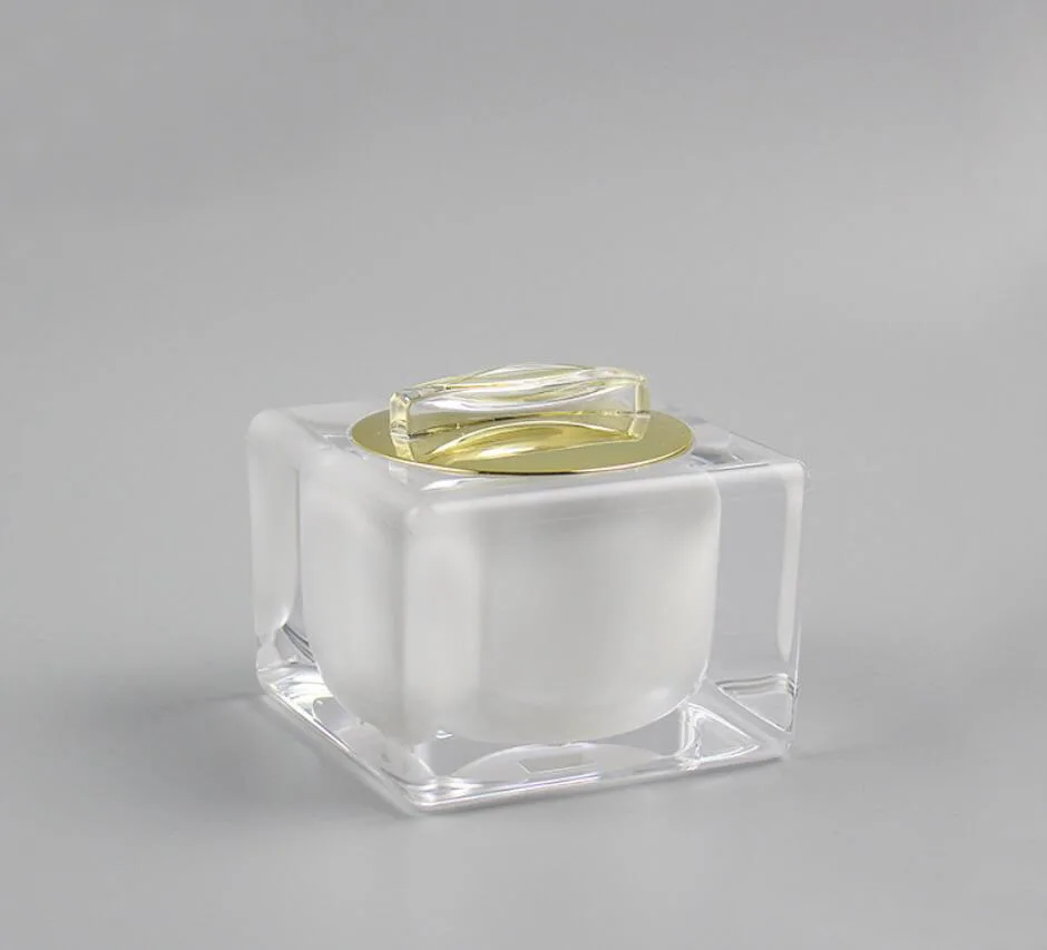 50g pearl white gold black square shape acrylic jar pot tin day night cream/gel/moisturizer/essence serum whitening packing