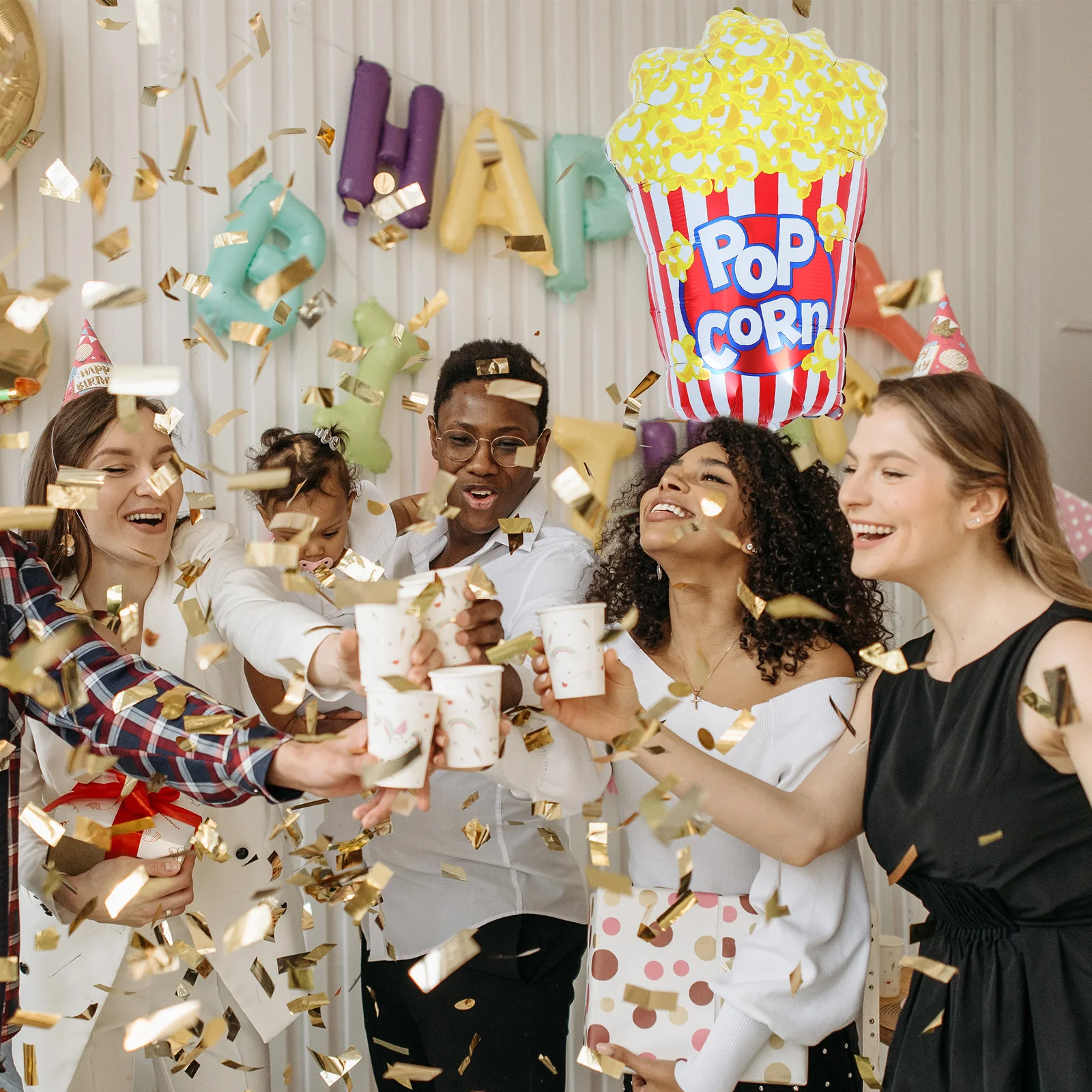 

2 pcs Popcorn Movie Birthday Halloween Ballons Party Decorations Halloween Carnival Foil Balloons Supplies Backdrops