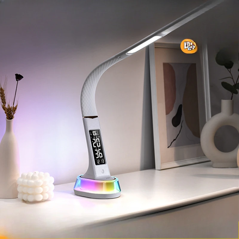 Student specific eye protection desk lamp, bedside LED multifunctional alarm clock, bedroom atmosphere small night light