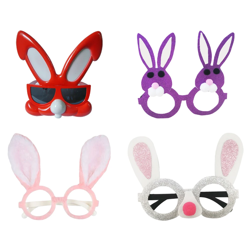 

4pcs Rabbit Glasses Party Eyeglasses Prop Easter Festival Decor Lightweight Novelty Costume Carnival Photography nament Child