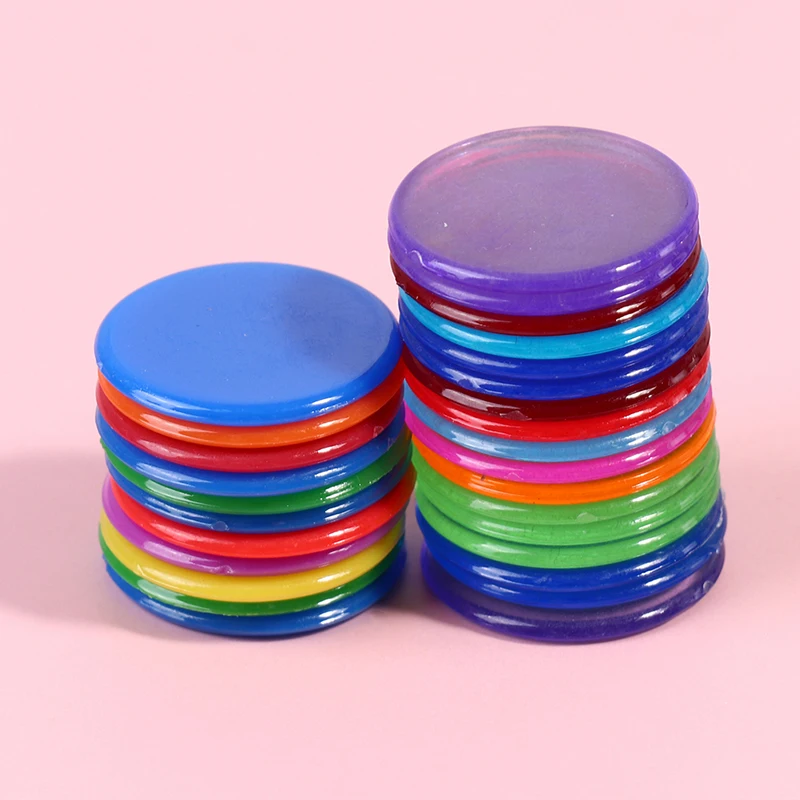 Cor transparente contadores para Bingo, Contando chips, suprimentos plásticos, 100PCs