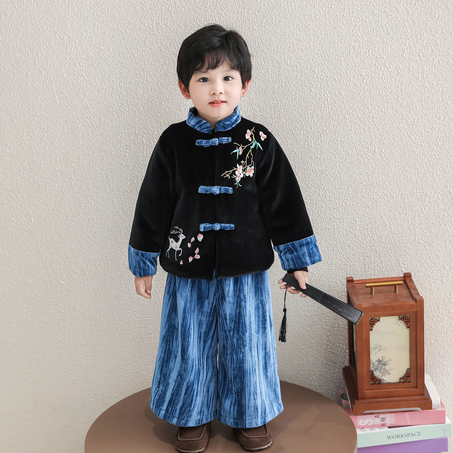 

Зимняя одежда Thiened Fce для мальчиков, традиционный костюм ханьфу, одежда для церемонии первого дня рождения малыша, детская одежда