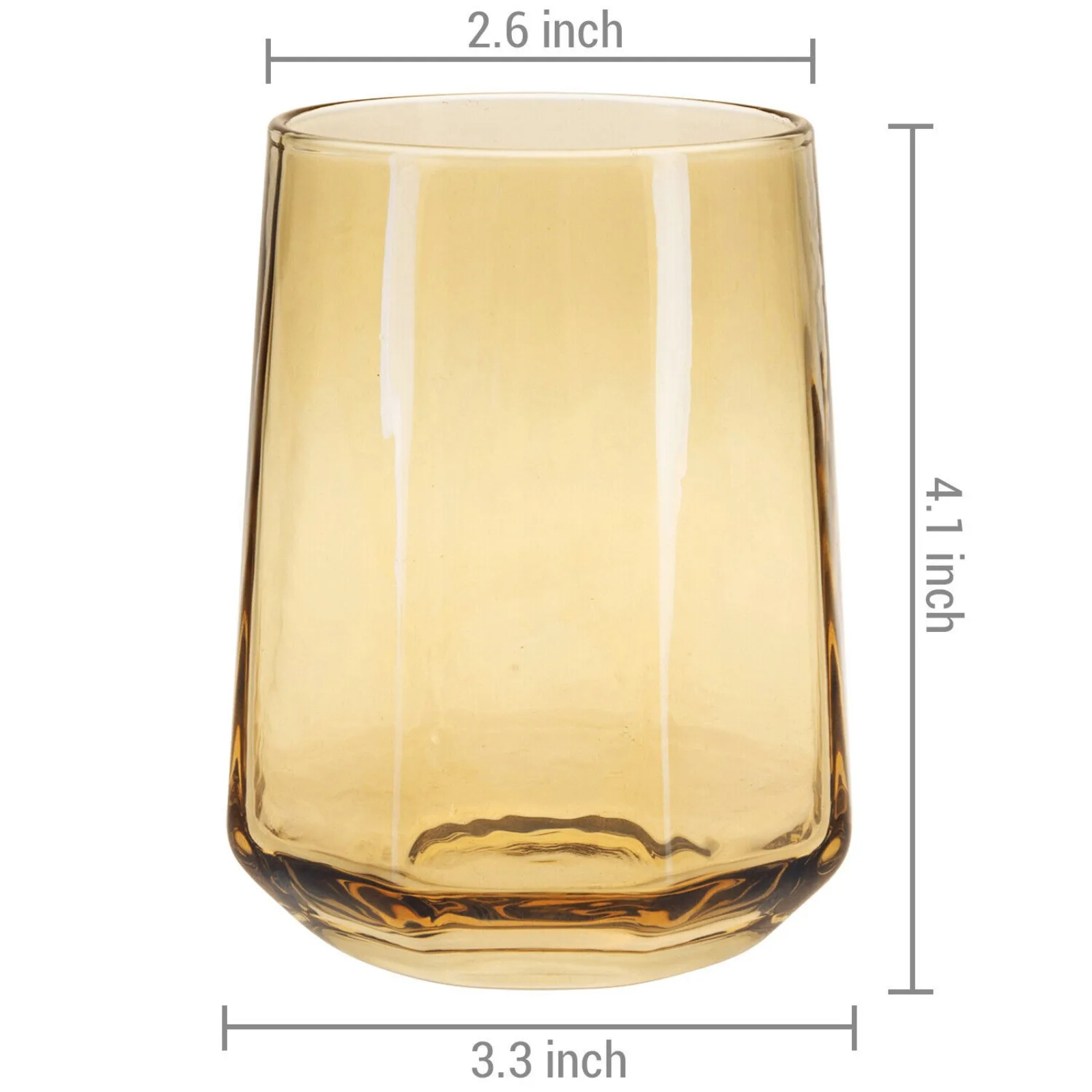 

Modern Geometric Clear Amber Smoke Tone Stemless Wine/Beverage Glasses, Set of 4 United States