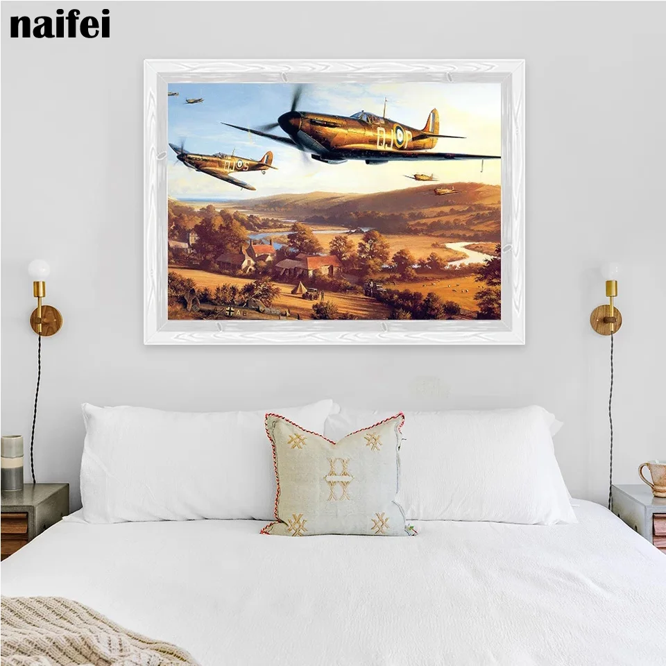 War Plane Jewel Cross Stitch Handmade full drill 5d Diy Diamond Art Painting Wall Decor Arts mosaic Kits Embroidery Home Decor