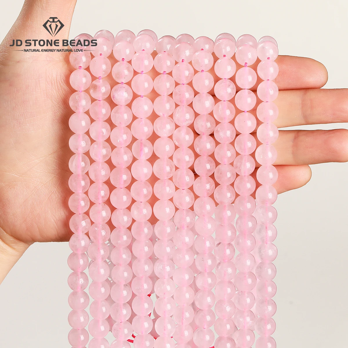 Wholesale Nautral Pink Quartz Bead Round Loose Spacer 4 6 8 10mm for Jewelry Making Diy Necklace Bracelet Accessory 15