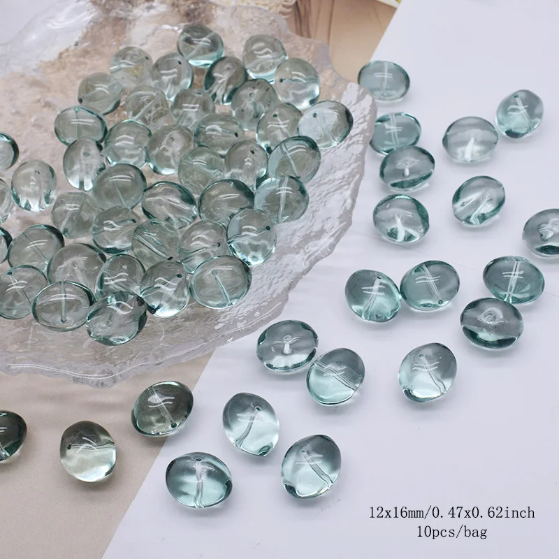 New Color Egg shaped Glass Beads 12x16mm 10pcs/lot Round Ball Glass Loose Beads For Jewelry Making DIY Bracelet