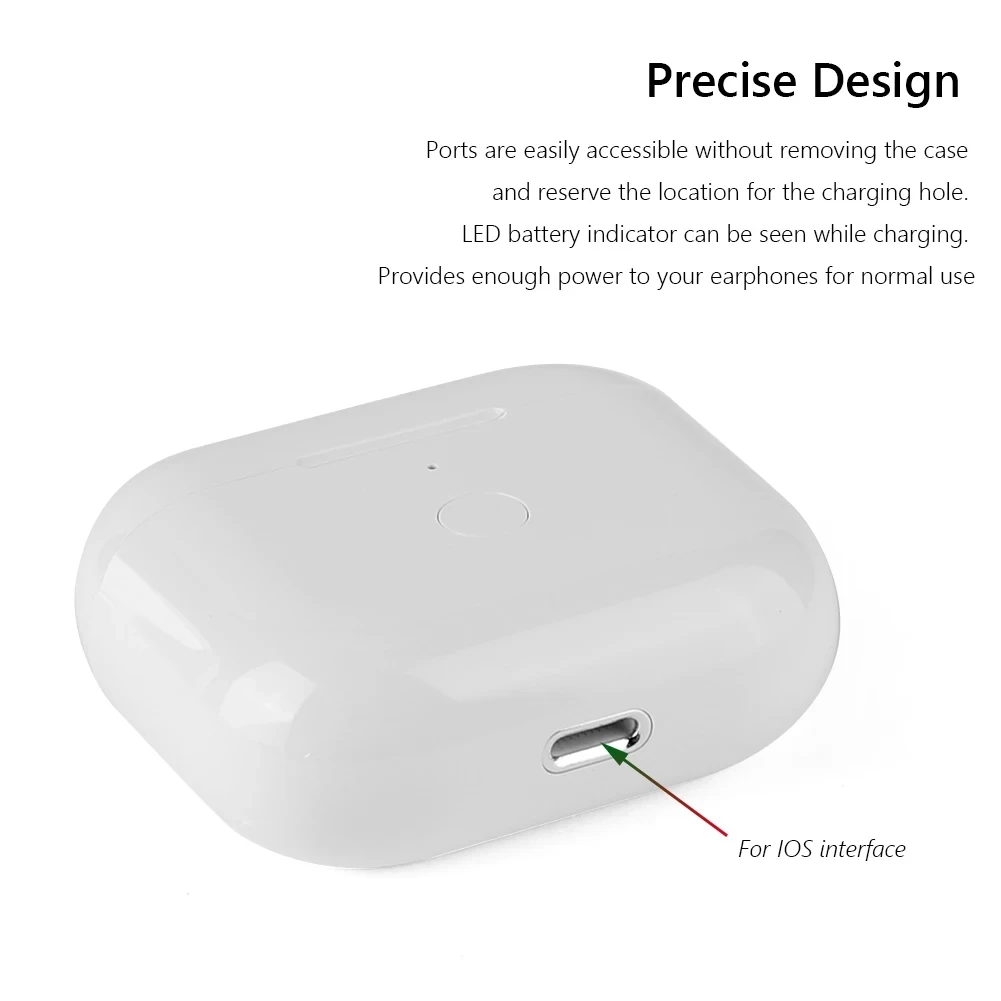 Replacement Wireless Charging Box For AirPods Pro 1/2/3 680mAh iOS Battery Capacity Charger Case Accessories