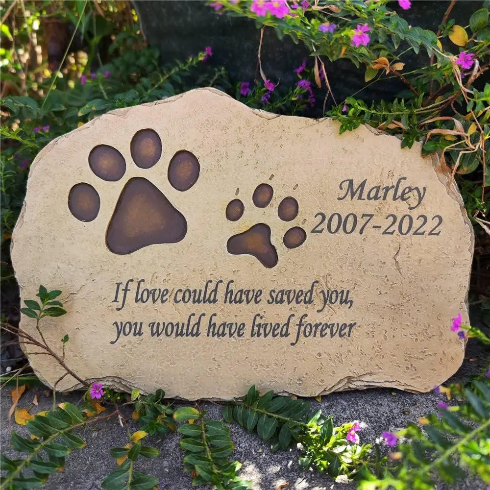 

Pet Memorial Stones, Sympathy Pet Memorial Stones Garden Stones for Dogs or Cats Engraved with Pet's Name, Dates and Sentence