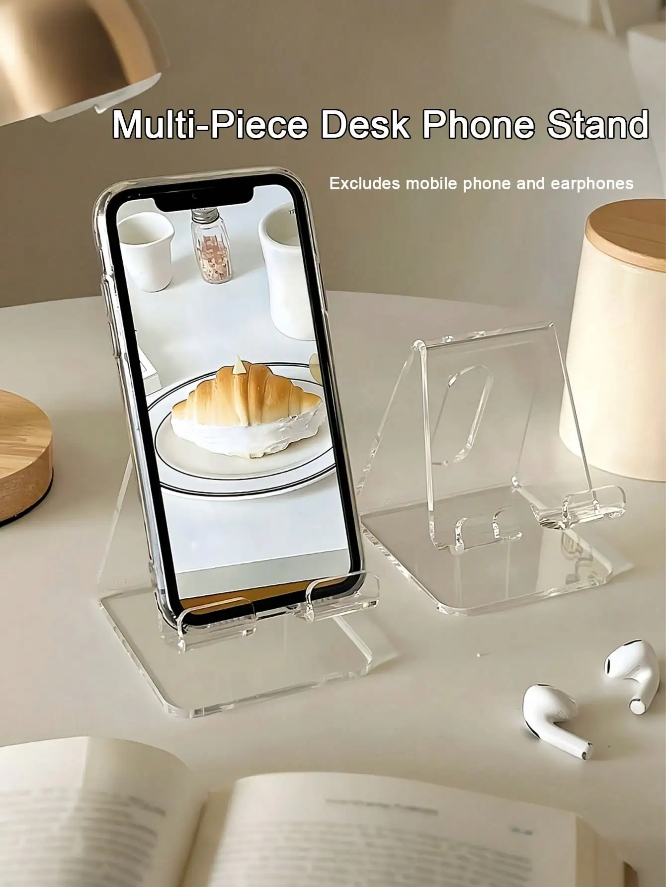 

Multi-Pack Acrylic Phone Holder, Non-Slip Base Suitable For Charging, Applicable To Various Scenarios, High-End Desktop Phone Stand, Convenient Support, Suitable For Smartphones/Tablets, Adjustable For Books/Notebooks, Applicable To Office, Space-Saving P