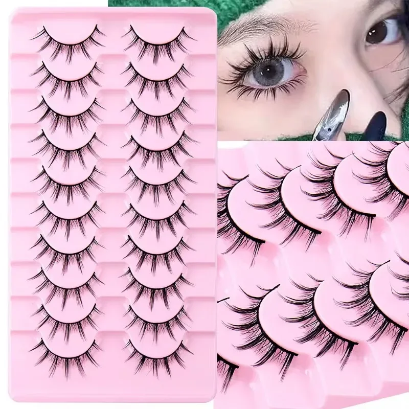 

10 Pairs False Sunflower Lashes Natural Korean Makeup Soft Volume Cross Strip Eyelashes Extension for Beauty Daily Wear