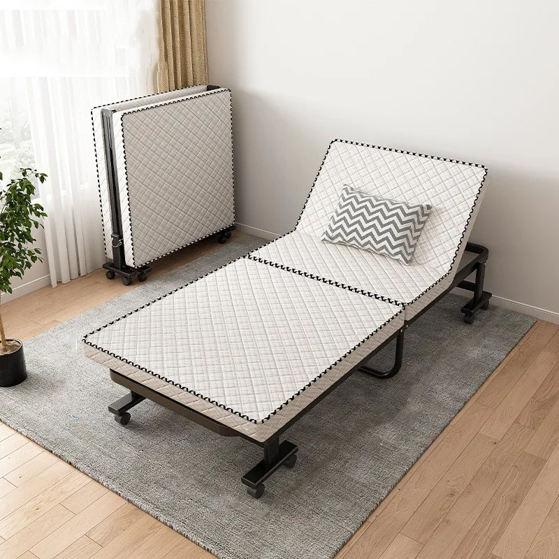 Factory Supply Folding Portable Single Folding Metal Bed with Mattress Multifunctional Home Living Room Bedroom House Furniture