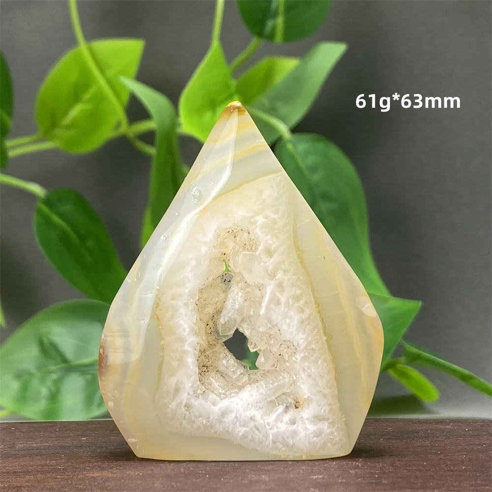 Natural Gem Yellow Agate Geode Free-Form Torch Ornaments Aura Healing Meditation Witchcraft Ritual Energy Home Decoration Gifts