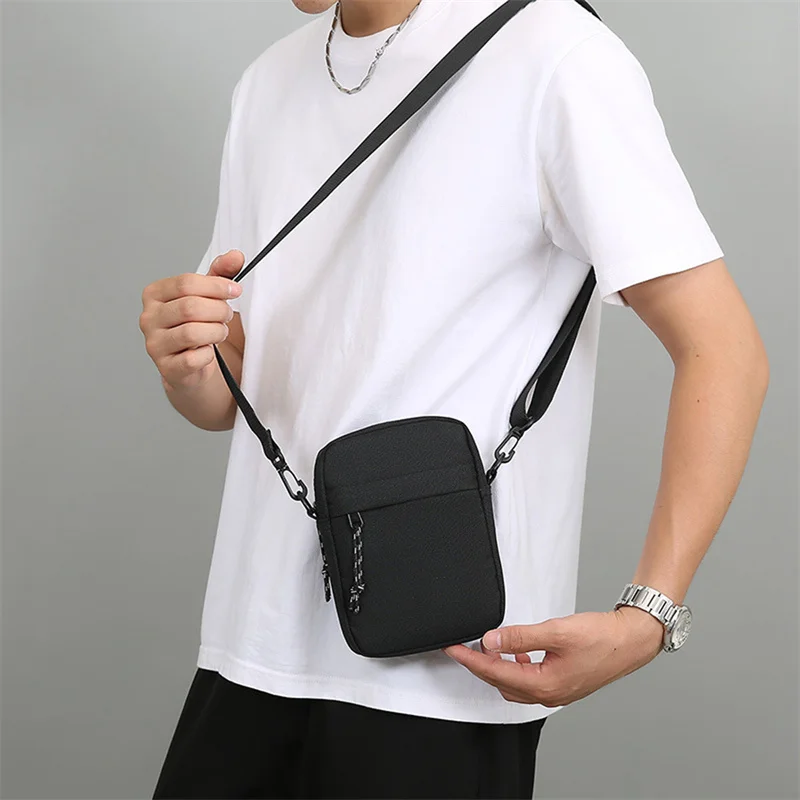 Bags For Men Casual Canvas Small Zipper Crossbody Pouch Simple Small Crossbody Shoulder Bag Mini Men Phone Bag NEW