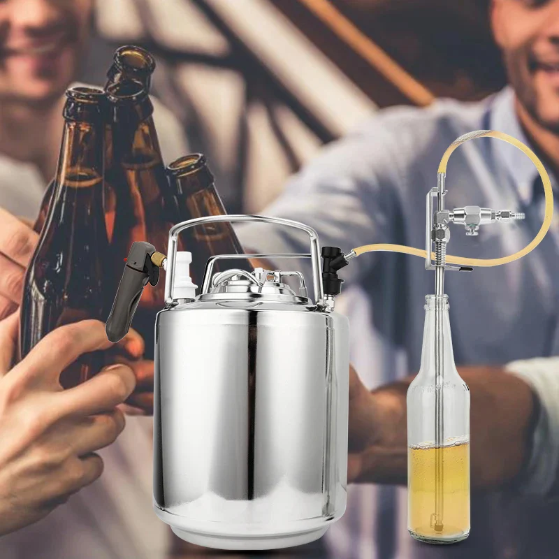 Stainless Steel Bottle Filler Beer Gun, Homebrew Kegging CO2 Carbonation Kit Handheld Easy Beer Filling Bottling with Swing Caps