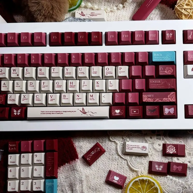

Fog rose butterfly shadow original height PBT material full five-sided sublimation mechanical keyboard magnetic axis keycap