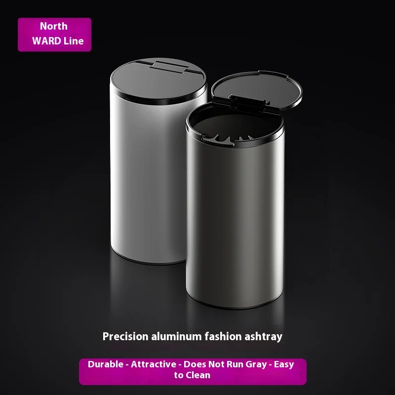Car ashtray creative multi-functional aluminum alloy with lid Automotive ash cartridge Trash can automatically extinguish smoke