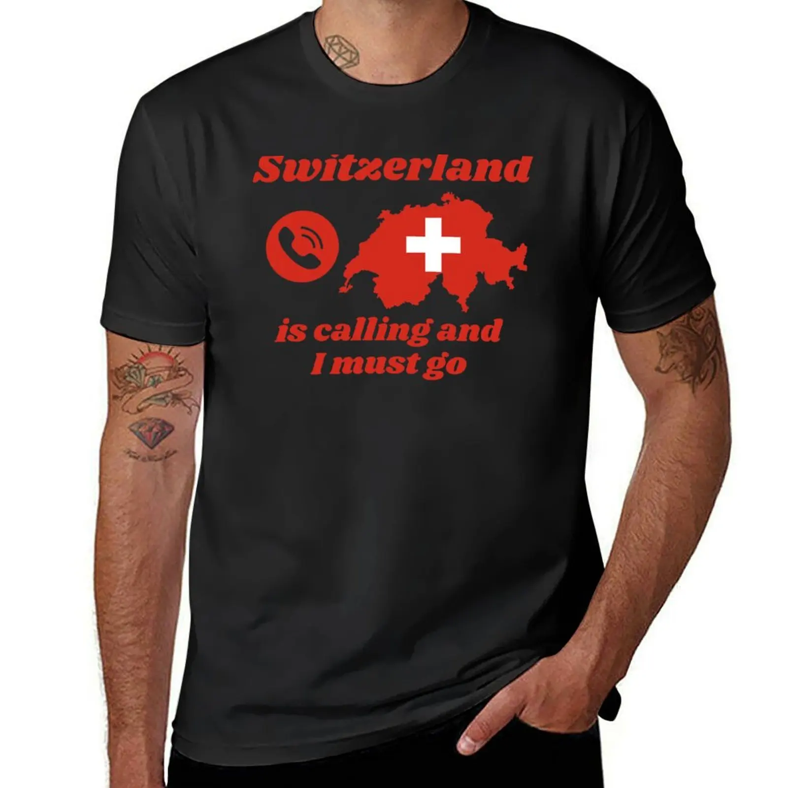 

Switzerland is calling and I must go Switzerland Map Travel I love Switzerland Pride flag vacation Swiss Confederation T-Shirt