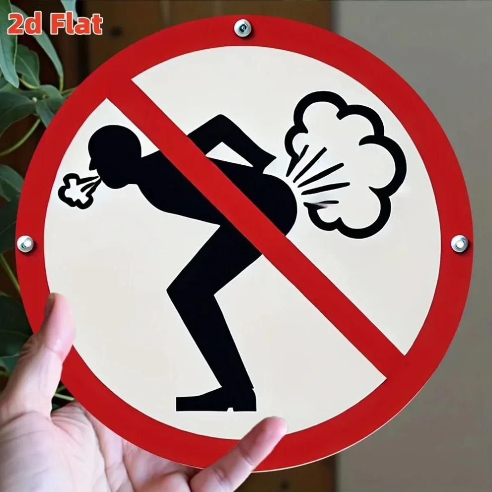 2D شقة لا يضرطن علامة مضحك جدار الفن الألومنيوم معدن الزخرفية شنقا اللوحة تحذير شارة تحصيل #4