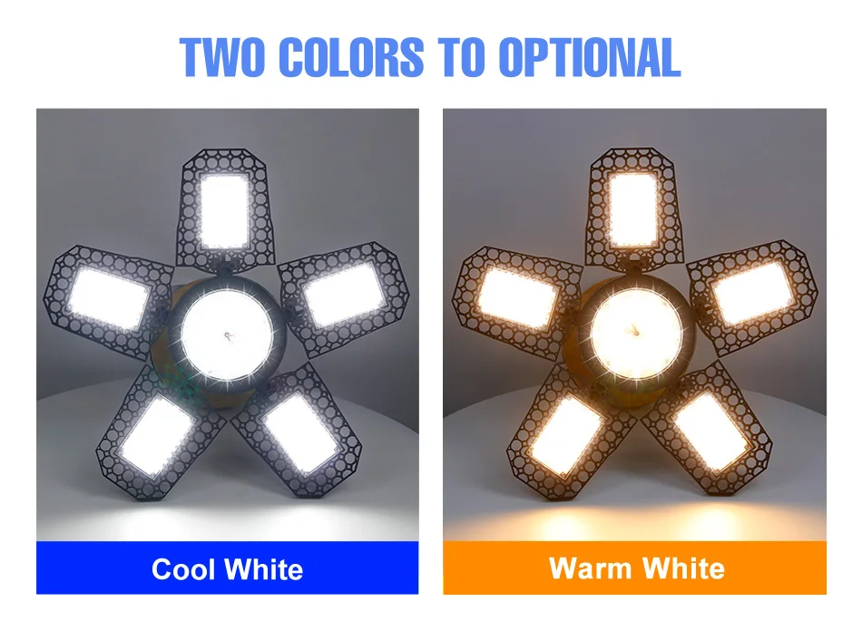 250W LED Bulb E27/E26 Lamp Garage Light AC 220V Folding Deformable High Bay Lamp 110V Spotlight Home Warehouse Workshop Basement
