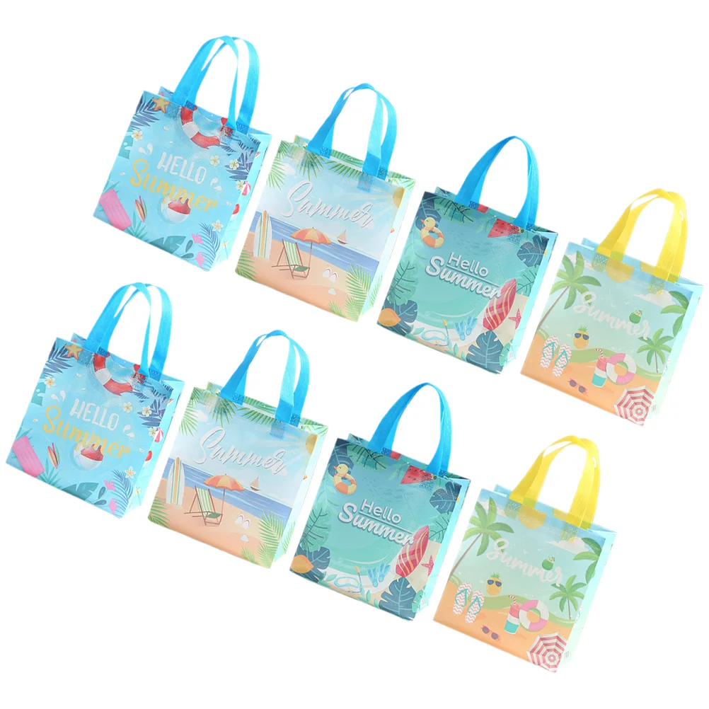 8 Pcs Beach Shopping Bag Tropical Favor Bags Grocery Tote with Handles Gift for Hawaii Packaging Hawaiian Present Handbag