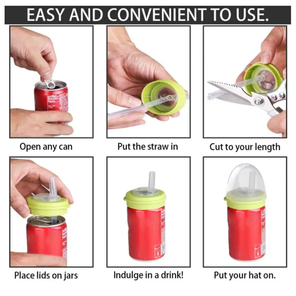 Lid with Seal Lid for Soda Drinks Reusable Silicone Soda Lids with Straw Leak-proof Pop Covers -free Beverage Caps for Secure