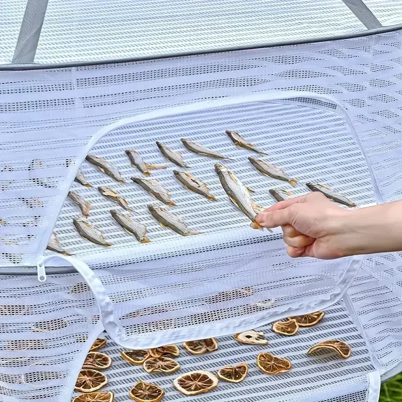 1pc Drying Rack 1-3 Layers Folding Fish Mesh, Non-Toxic Polyester Fiber Netting, Hanging Drying Fish Net, for Shrimp Fish Fruit