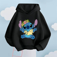 Stitch Printed Children's Sweatshirt 2025 Autumn and Winter Hooded Long Sleeve Student Outdoor Travel Plus Velvet Sweatshirt