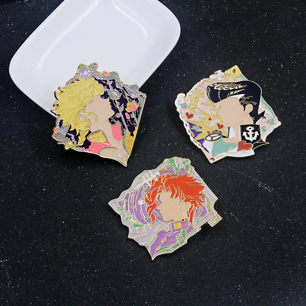 Anime JoJo Bizarre Adventure Enamel Brooch Pin Dio Brando Kujo Jotaro Jolyne Cujoh Lapel Pin Badge For Fans Cosplay Jewelry