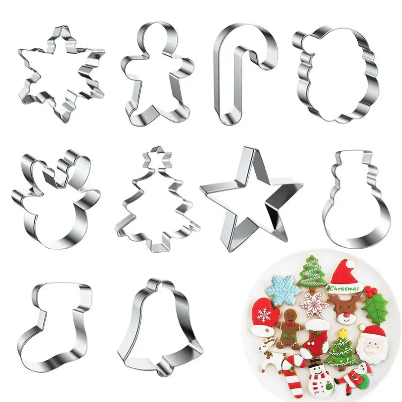 Christmas Cookie Cutters Stainless Steel Biscuit Mold Baking Tool Christmas Theme Christmas stockings Star Cake Biscuit Mould
