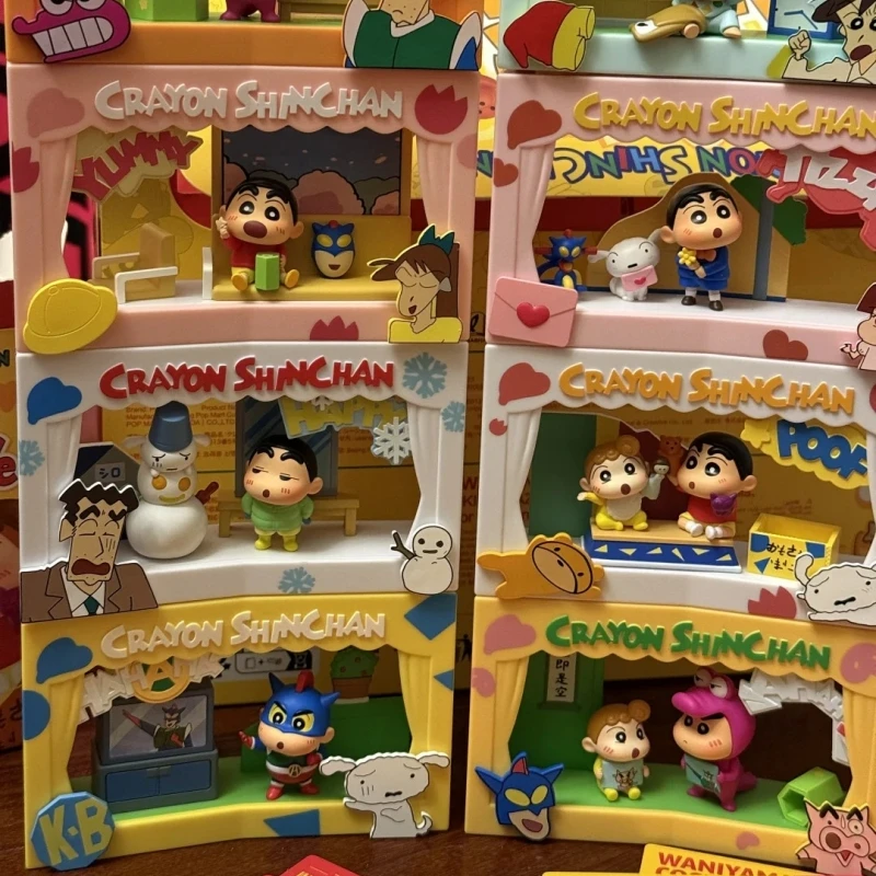 Authentieke Crayon Shin-chan Life Theater Blind Box Scène Beeldje Speelgoed Collectible Gift"