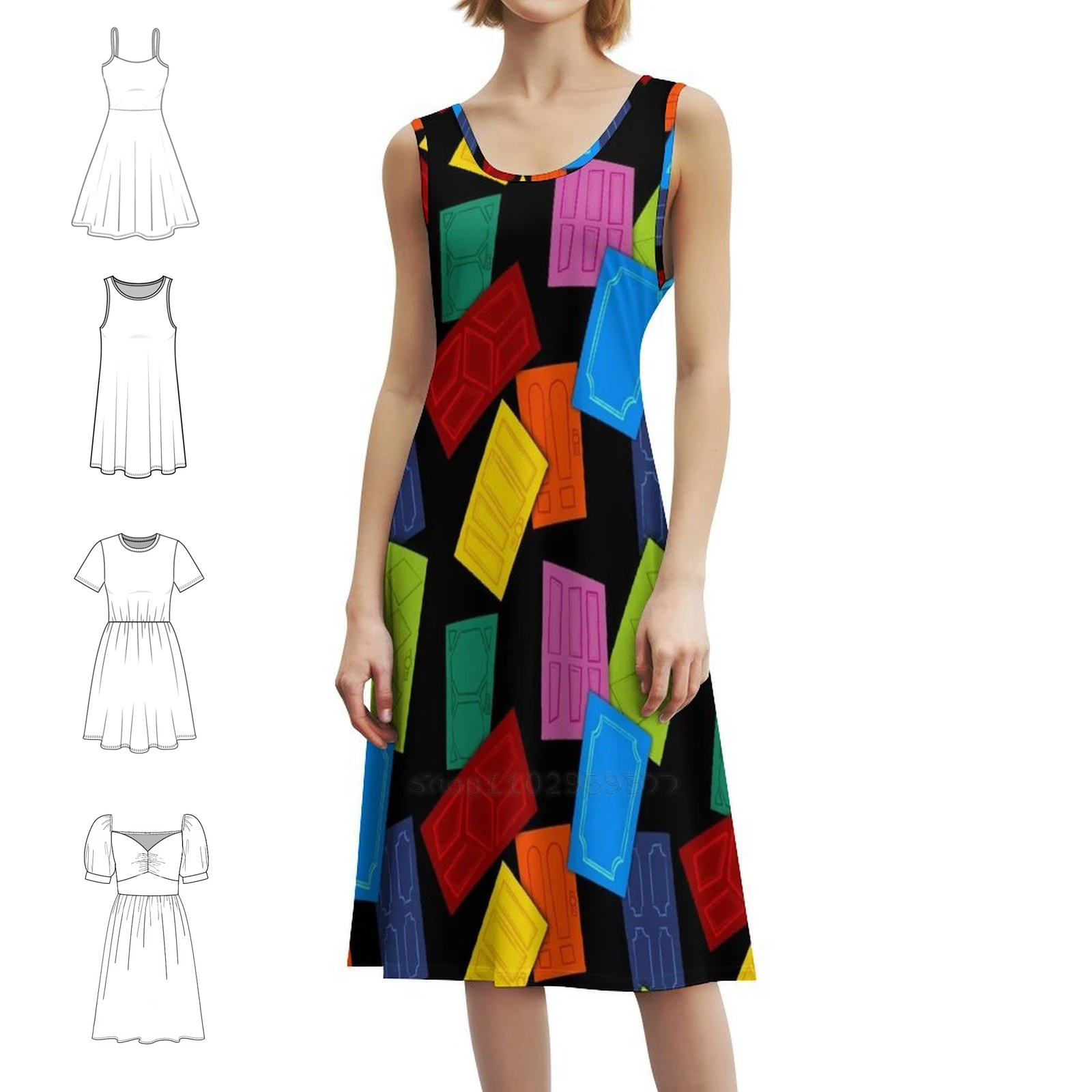 

Monsters Doors Floral Smock Dress For Women Spring Summer Casual Dress For Party Monsters Inc Pixar Sulley Womens Dresses