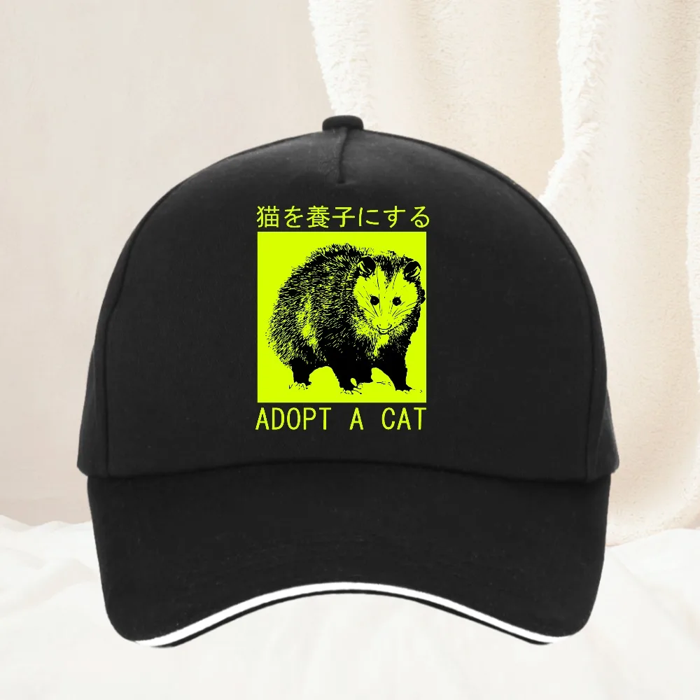 

Adopt A Cat Opossum Japanese hat Cartoon Multicolor Hat Peaked Women's Cap Cute Personalized Visor Protection baseball caps