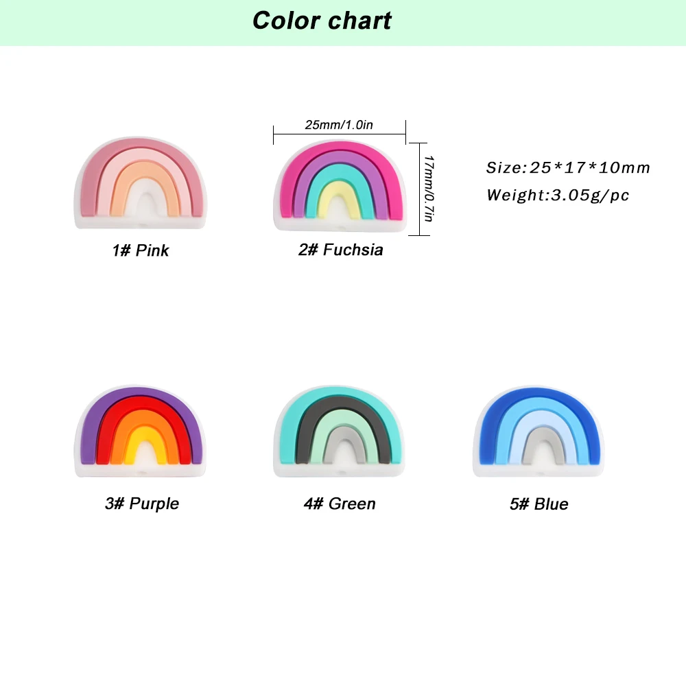 5PCS Mini Silicone Beads Rainbow Shape Silicone Focal Beads For Jewelry Making Diy Keychain Beadable Pen Bracelet Necklace - view 6