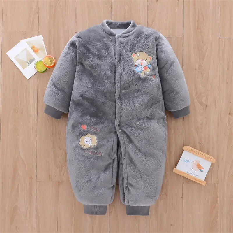 Baby Pajamas Autumn and Winter Infant Thick Warm Romper Boys and Girls Infant Coral Fleece Fannel Jumsuit Baby Gowns Newborn