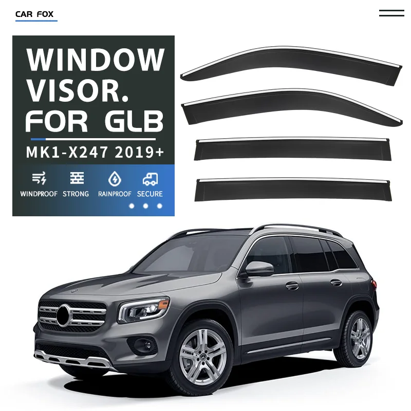 

For Mercedes Benz GLB X247 2019-2023 Plastic Window Visor Vent Shades Sun Rain Deflector Guard For Mercedes Benz GLB X247 2019+