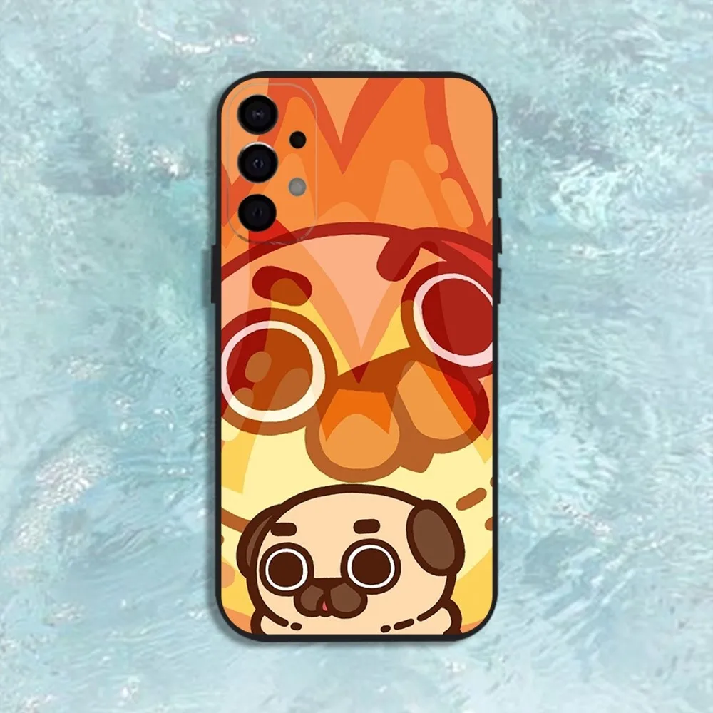 Niedliche Mops-Hunde-Handyhülle für Samsung S25, S24, S21, S22, S23, S30, Ultra, S20, Plus, Fe, Lite, Note, 10,9,5G, schwarze Hülle