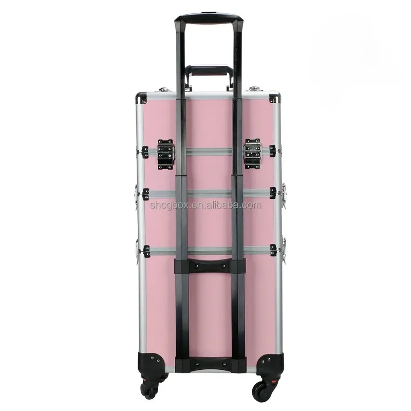 Professional Aluminum Makeup Trolley, Rolling Nail Case, Jewelry Trolley, Cosmetic Train Display Case