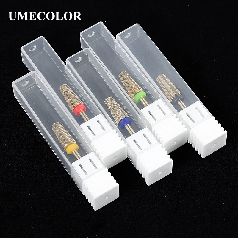 UMECOLOR 5 in1 scanalatura dritta taglierina in metallo duro colorato punte per trapano per unghie punte in tungsteno lima per unghie elettrica accessori per smalto Gel