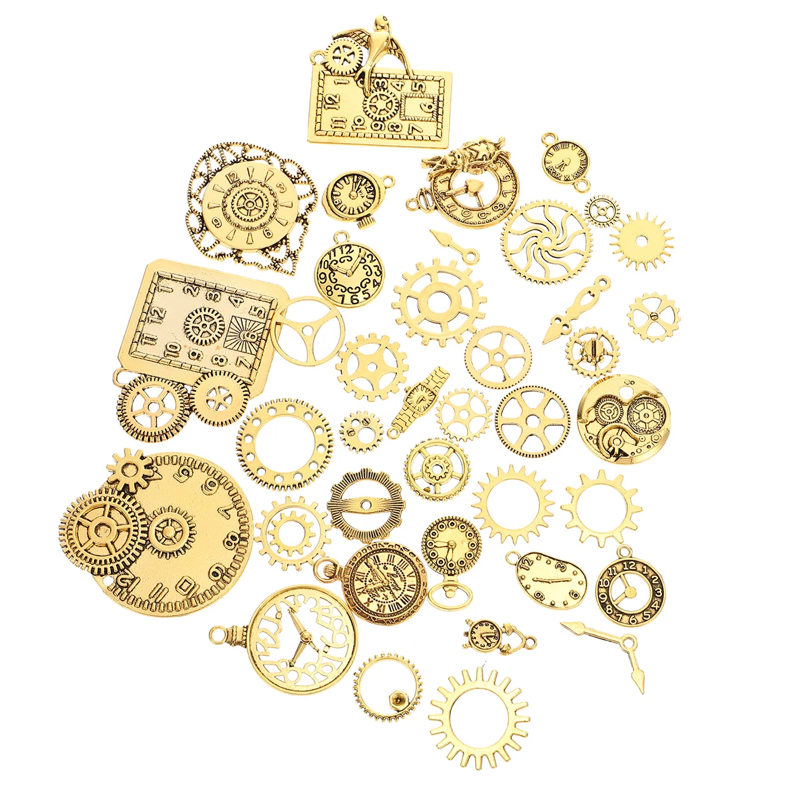 40 Pcs Steampunk Accessories Jewelry Vintage Decor Decorative Decors Watch Dial Charm Silver Metal Gear