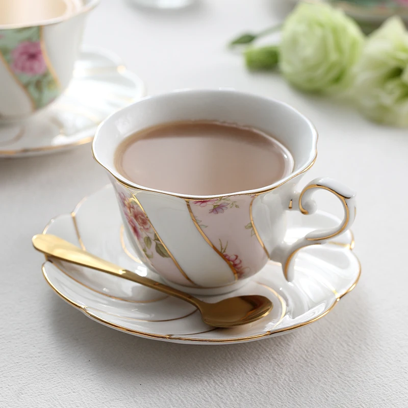 1PC British Style Gold-Bordered Coffee Cup Set for Home Elegant Luxury English Afternoon Tea Cups Kit/Milk Mug/Drinking cup