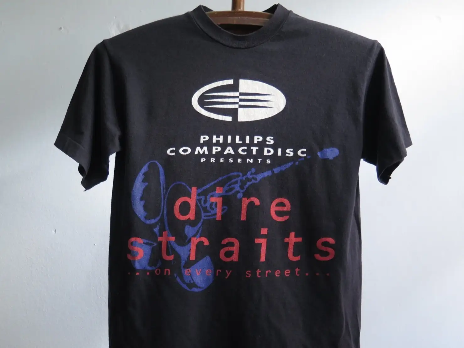 Vintage Dire Straits T Shirt Rare Philips Compact Disc Promo Rock Mark Knopfler David on Every Street