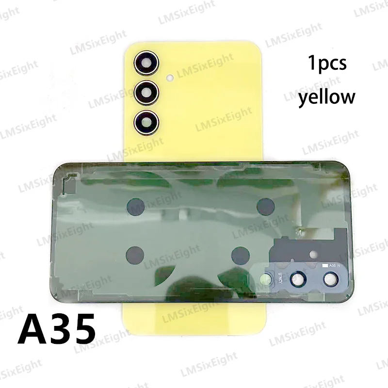 A35 For Samsung Galaxy A35 5G A356 Phone Housing Glass Cover Battery Case Back Cover Rear Door Lid Panel Camera Lens Sticker