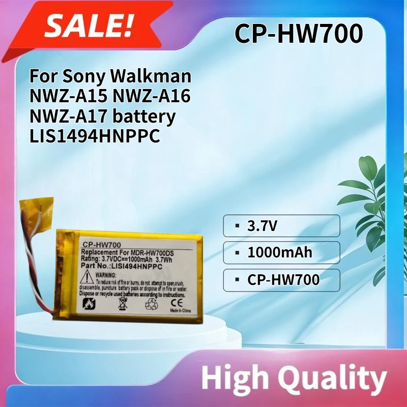 

High quality 3.7V 1000mAh Compatible with Sony Walkman NWZ-A15 NWZ-A16 NWZ-A17 battery LIS1494HNPPC