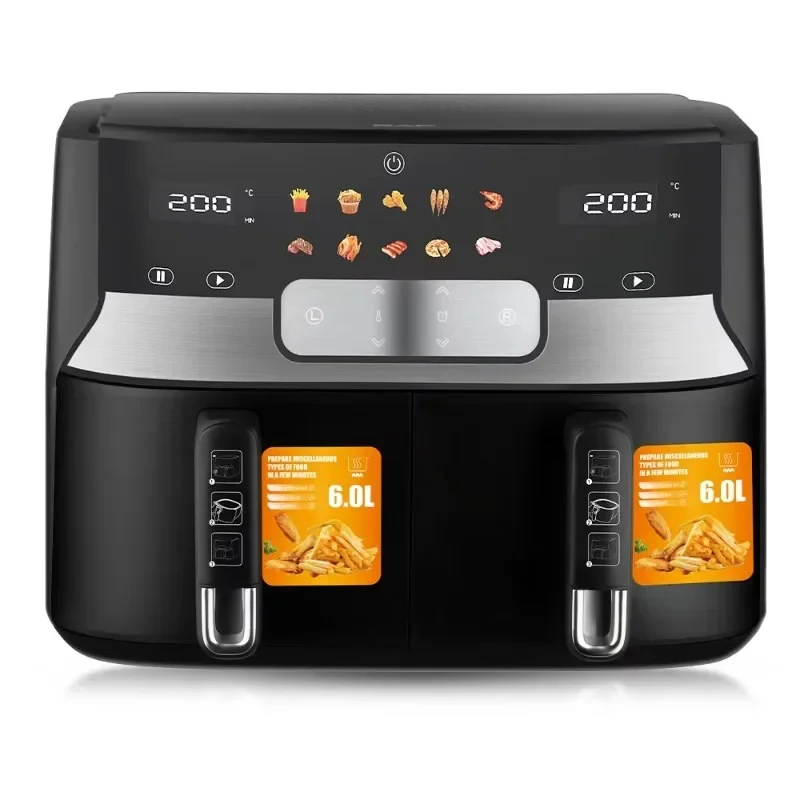 L Multifunctional Healthy Oil Dual Digital Oven Fryer With Baskets