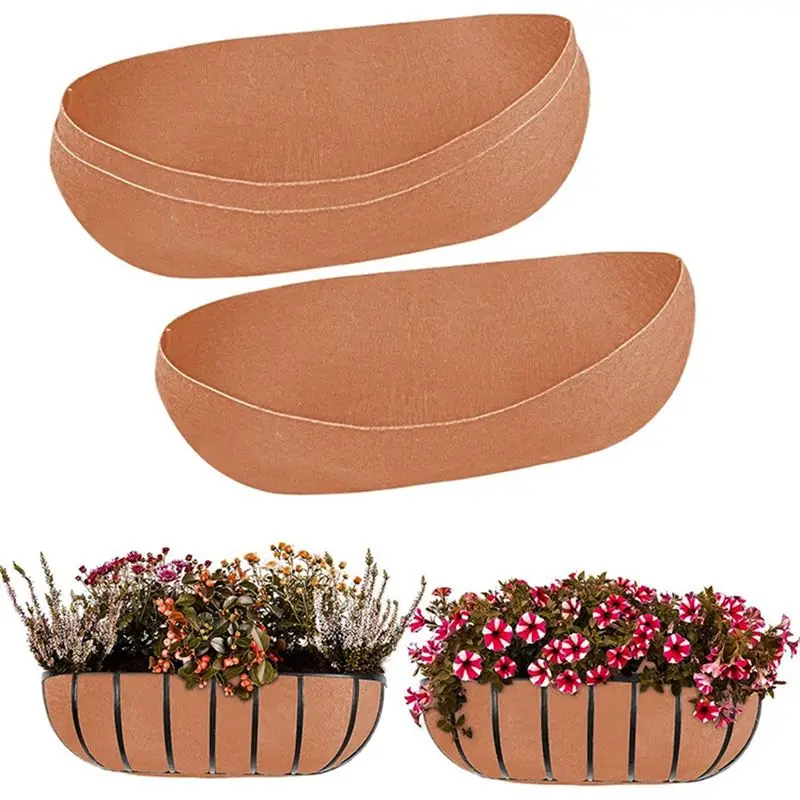B84B-3-Piece Foldable Felting Liners For 30Inch Trough Planters, Ideal For Porch Eaves Hanging Baskets
