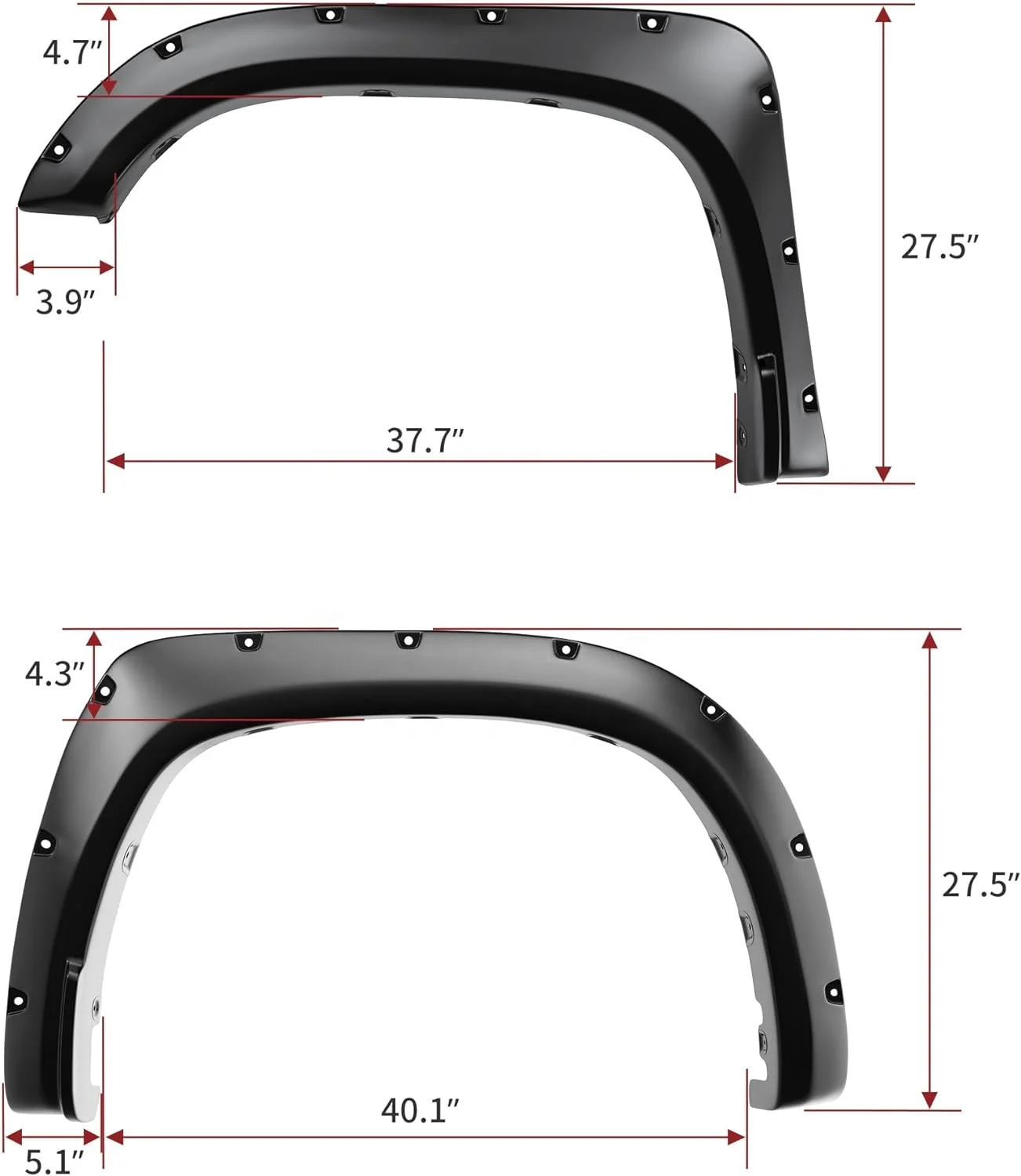 ABS Pocket Bolt-Riveted Style Fender Flares for Toyota Tundra 2014-2021 Fender Flares