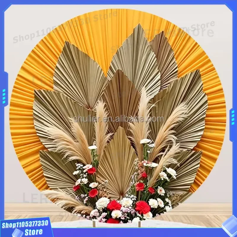 Yellow Traditional Ethiopian Mesob Design Background Curtain Custom Logo Wedding Event Decor Party Backdrop Photography Props